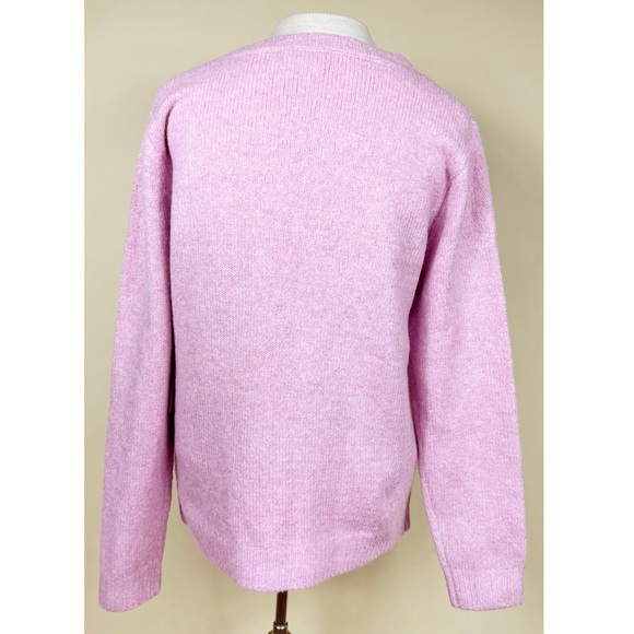 Cupcakes & Cashmere NWT Heart Print Knit Crewneck Sweater in Pink/White Size Med - Picture 3 of 10